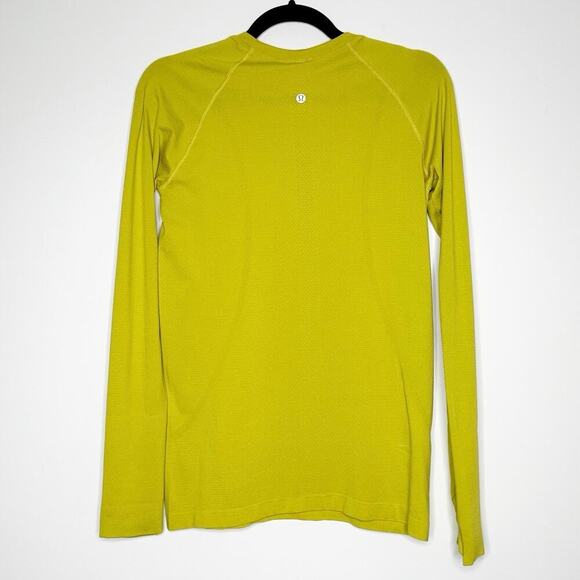 Lululemon Long Sleeve Swiftly Top Women's Yellow Pear Green Size 8 - Picture 3 of 4